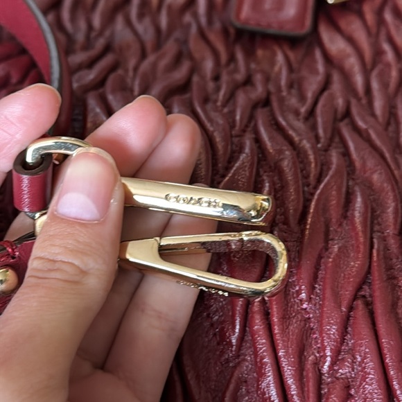 Coach Madison Satchel Bag Gathered Leather Brick Red - Picture 11 of 15